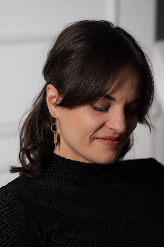 Geometrischer Statement Ohrschmuck aus Messing handmade