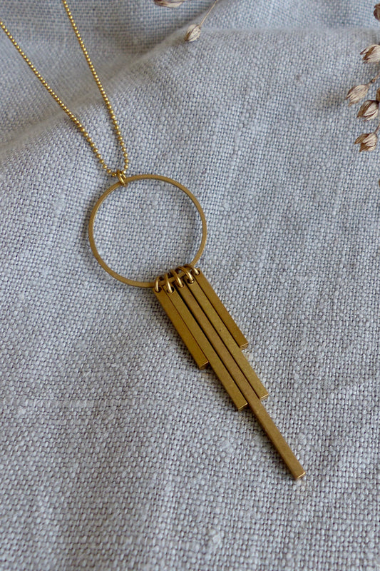 Handgemachte geometrische Messing-Kette lang